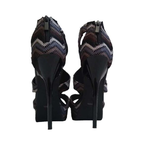 Anne Michelle Brown & Blue Chevron Socialite Stiletto Heel Pumps Women's US 8.5 - Picture 5 of 15